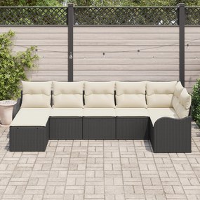 Conjunto de Sofá de Jardim vidaXL com Almofadas Vime Preto, Sofá de Ja