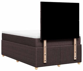 Cama boxspring com colchão 120x190 cm tecido castanho-escuro