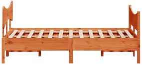 Cama sem colchão 150x200 cm madeira pinho maciça castanho-mel