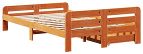 Cama sem colchão 135x190 cm madeira pinho maciça castanho-mel
