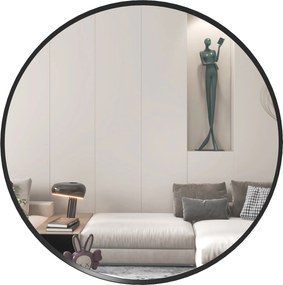 HOMCOM Espelho de parede, design moderno, Φ61 cm, Preto | Aosom Portugal