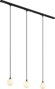Sistema de calhas de iluminação moderno preto com 3 candeeiros suspensos brancos 1-Fase - Iconic Perle