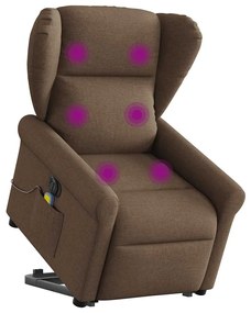 vidaXL Poltrona elétrica elevatória massagens tecido castanho