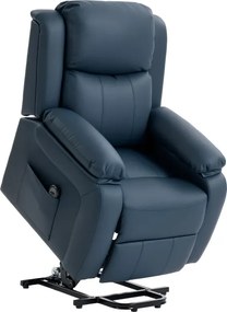Poltrona Relax Levanta Pessoas com Controle Remoto Reclinação Elétrica de 160° Apoio para os Pés 76x90x105 cm Azul Escuro