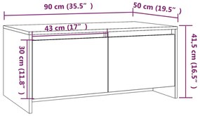 Mesa de Centro com 2 Gavetas - Branco - Design Nórdico