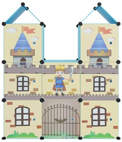 Armário de arrumação infantil com 8 cubos PP azul