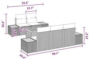 Conjunto de Sofá de Jardim vidaXL de 6 Peças com Almofadas Pretas de R