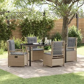 vidaXL Conjunto de Jantar para Jardim 5 pcs Bege e Cinza Claro vime PE