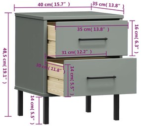 Mesa cabeceira c/ pernas de metal OSLO pinho maciço cinzento