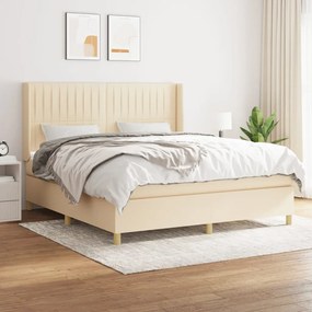 vidaXL Cama com molas/colchão 180x200 cm tecido cor creme