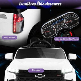 Carro elétrico infantil Chevrolet com controle remoto 2.4G, suspensão, luzes e música, carro infantil amarelo