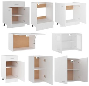 8 pcs conjunto armários de cozinha contraplacado branco