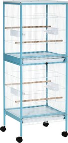 Gaiola para Pássaros com Rodas de 2 Níveis  com Bandejas Removíveis Portas Comedouros Poleiros 51,5x50x140 cm Azul