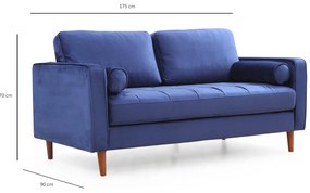 Sofá de 2 Lugares Rome – Azul Marinho – 175x90x70 cm