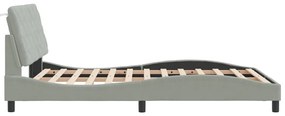 Estrutura de cama c/ luzes LED 140x190 cm veludo cinzento-claro