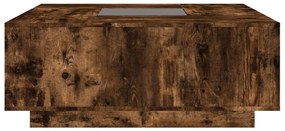 Mesa de centro luzes LED Infinity 100x100x40 cm carvalho fumado