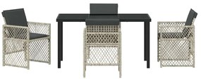 Conjunto de Jantar para Jardim vidaXL 5 Peças com Almofadas Cinza-Clar
