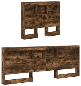 Cama com Estante Carvalho Fumado 75x190 cm Madeira Derivada