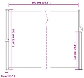 Toldo lateral retrátil 160x600 cm antracite