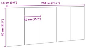 Cabeceira de Cama vidaXL Preto Carvalho 200x1,5x80 cm Madeira Reforçad