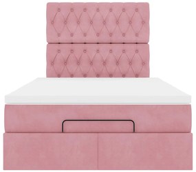 Estrutura de cama otomana com colchões 120x200 cm veludo rosa