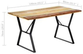 Mesa de jantar 140x80x76 cm madeira recuperada maciça