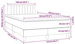 Cama boxspring com colchão 120x190 cm tecido cinzento-escuro