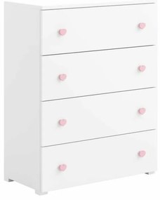 Cómoda Emily branca 102x80x40cm - puxadores rosa