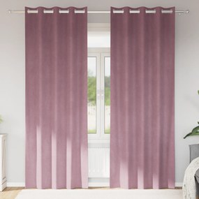 Cortinas Blackout vidaXL com Ilhós 2 pcs Veludo Rosa Escuro
