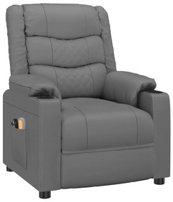 Poltrona de massagens elétrica couro artificial cinzento