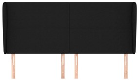 Cabeceira de cama c/ abas tecido 203x23x118/128 cm preto