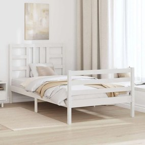 Estrutura de cama com cabeceira 100x200cm madeira maciça branco