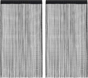 vidaXL Cortinas de fios 2 pcs 140x250 cm preto