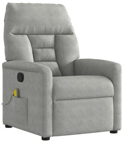 Poltrona de massagens reclinável tecido microfibra cinza-claro