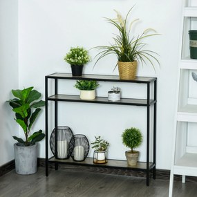 Outsunny Mesa estilo industrial mesa de entrada com prateleiras 80x20x75 cm Madeira