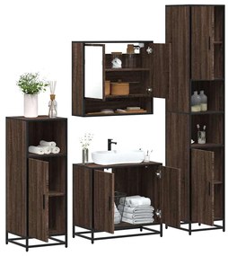 vidaXL 4 pcs conj. móveis WC derivados madeira cor carvalho castanho