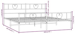 Estrutura de cama com cabeceira e pés 193x203 cm metal branco