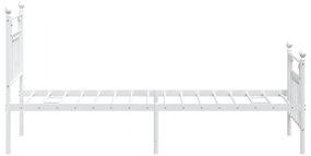 Estrutura de cama com cabeceira e pés 75x190 cm metal branco