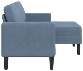 Sofá 2 lugares com Chaise em L 125 cm linho azul