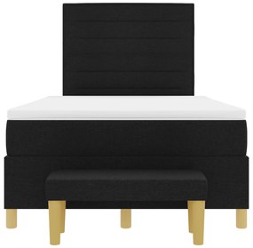 Cama Box com Colchão &amp; Banco Preto 120x190 cm Tecido