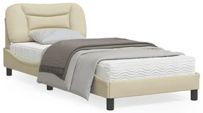 vidaXL Estrutura de cama sem colchão 90x200 cm tecido creme