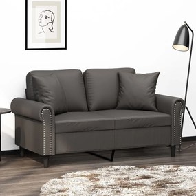 vidaXL Sofá 2 lugares c/ almofadas/almofadões 120cm couro artif. cinza