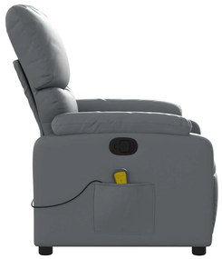 Poltrona de massagens reclinável couro artificial cinzento