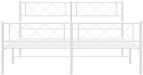 Estrutura de cama com cabeceira e pés 150x200 cm metal branco
