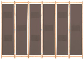 Divisória de quarto com 6 painéis 240x170x4 cm tecido castanho
