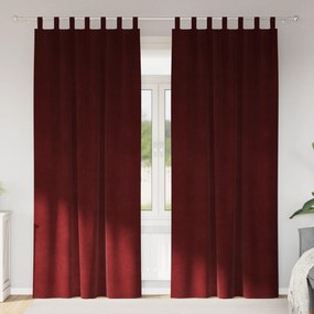 Cortinas Opacas vidaXL com Laços de Pendurar 2 pcs Vermelho Vinho Veludo