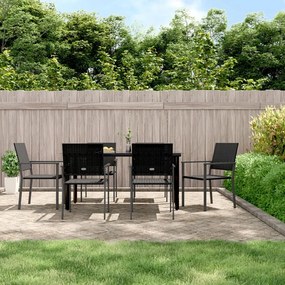 vidaXL 7 pcs conjunto de jantar p/ jardim vime PE e aço