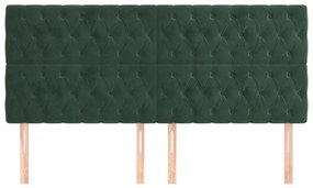 Cabeceira de cama 4 pcs veludo 90x7x78/88 cm verde-escuro