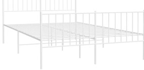 Estrutura de cama com cabeceira e pés 120x190 cm metal branco