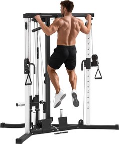 SPORTNOW Máquina Multi de Musculação Estação para Treino de Ombros Braços com Placas de Pesos de 100 kg 170x139x200 cm Preto | Aosom Portugal
